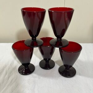Set Ruby Red Glass Cordial Glasses